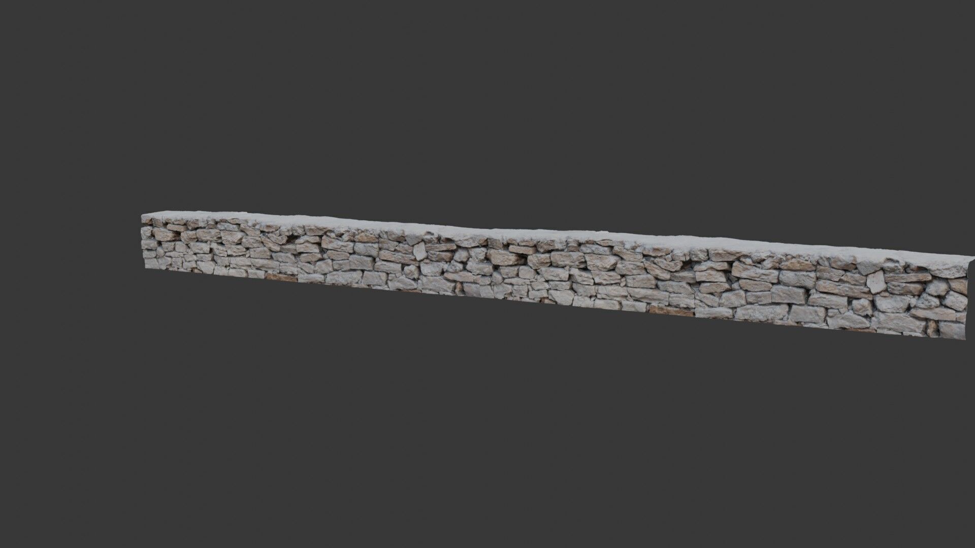 Low Stone Wall Scan Low-poly 3D model_5