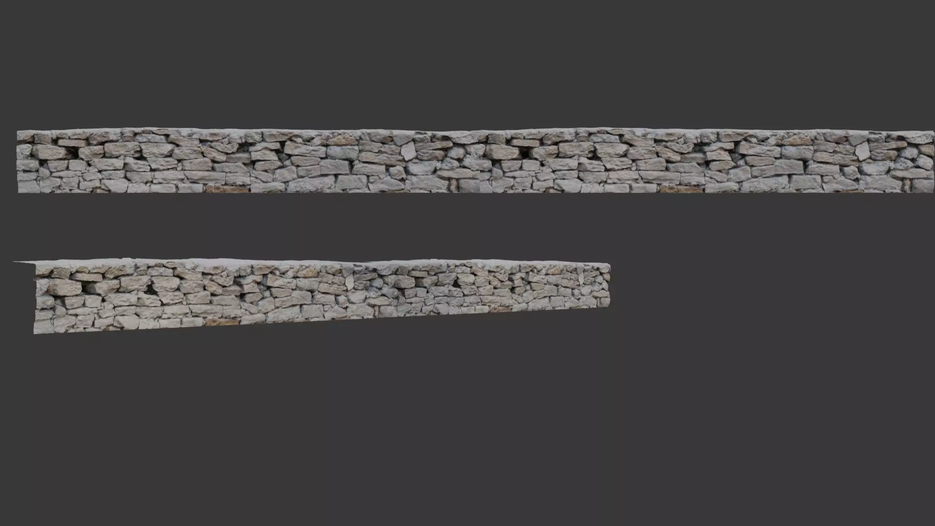 Low Stone Wall Scan Low-poly 3D model_0