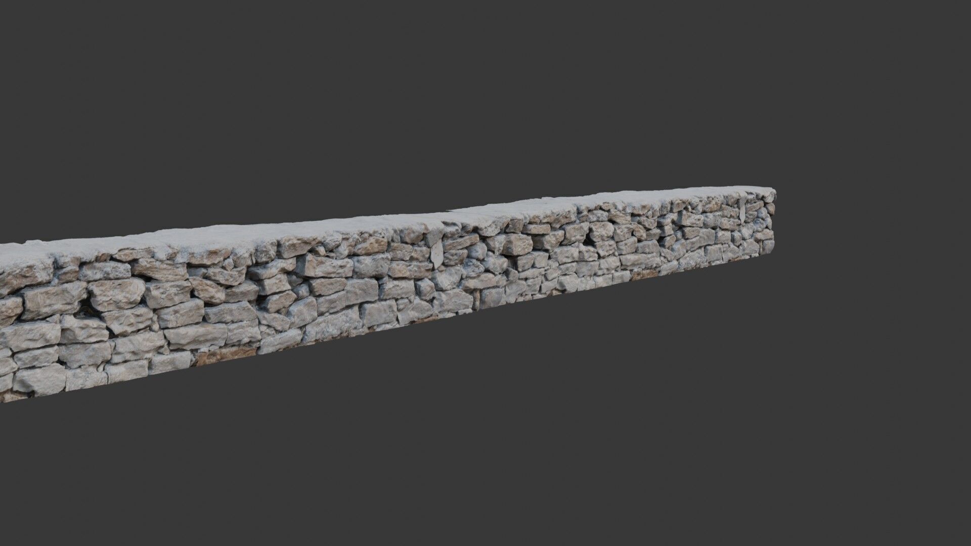 Low Stone Wall Scan Low-poly 3D model_6