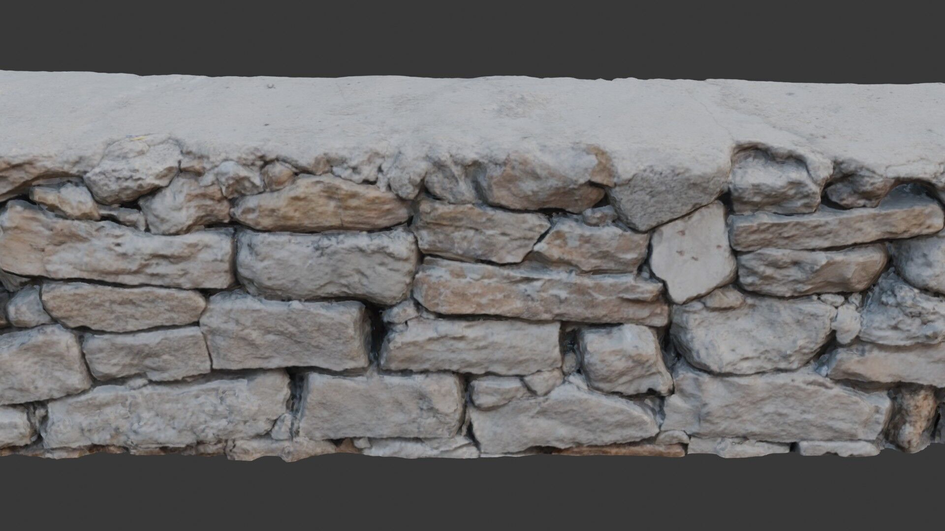 Low Stone Wall Scan Low-poly 3D model_3