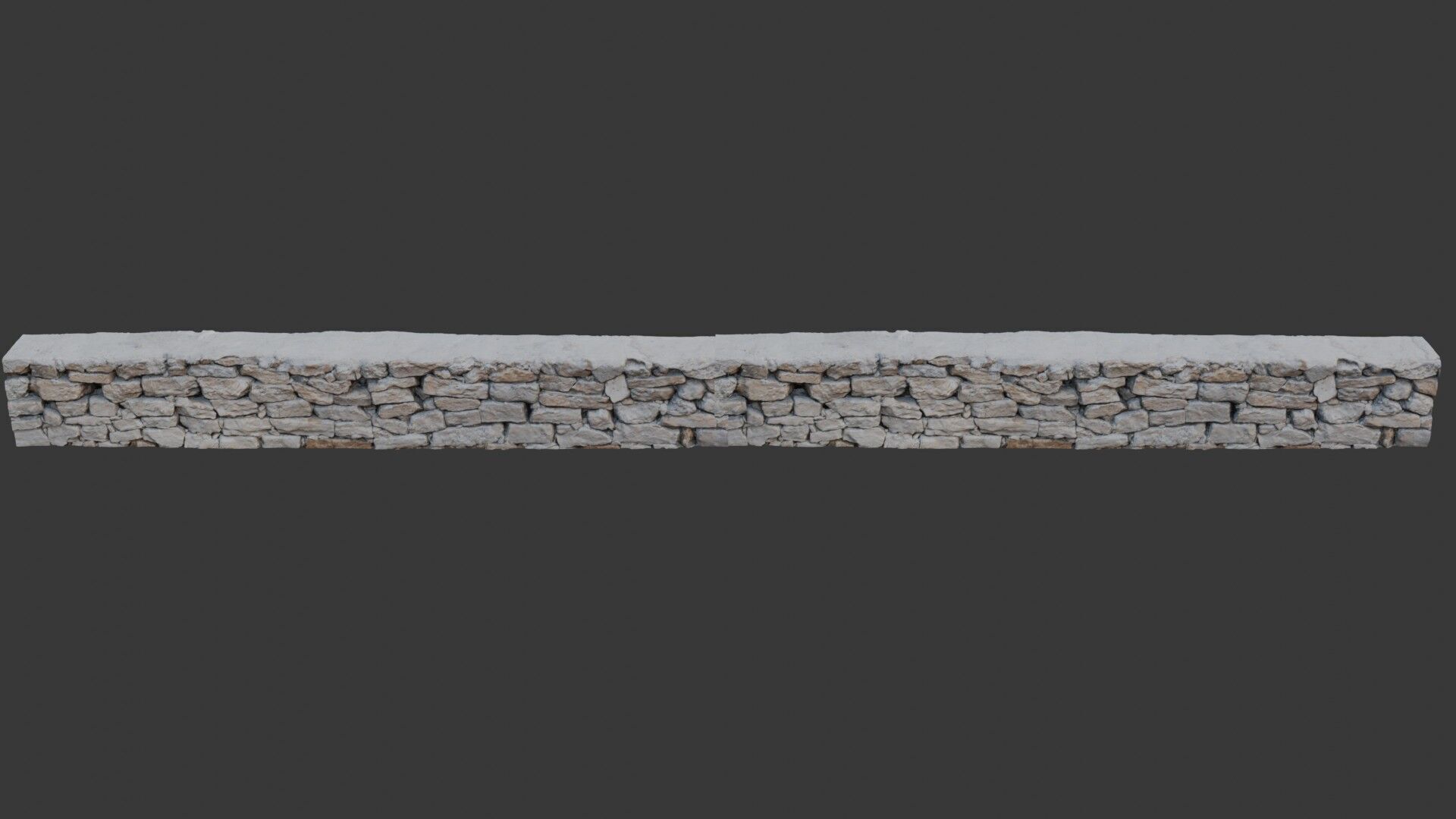 Low Stone Wall Scan Low-poly 3D model_4