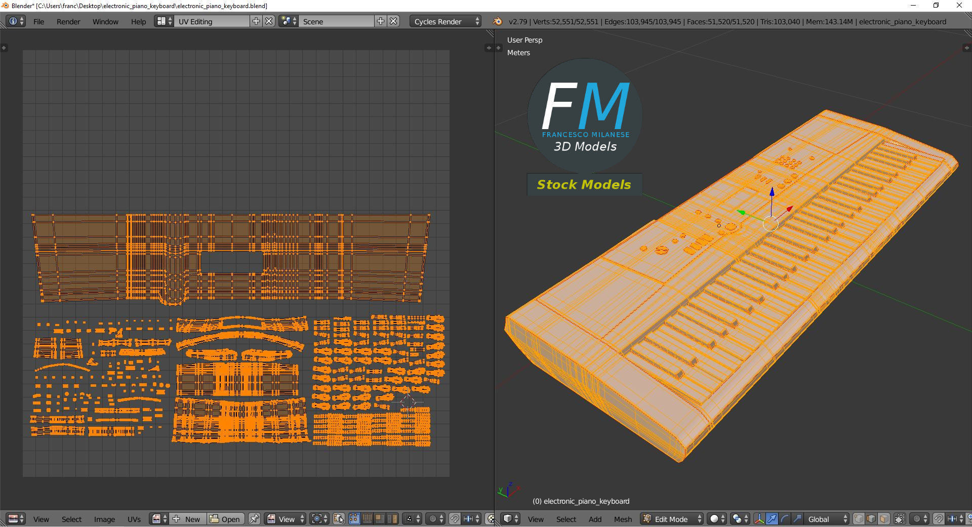 Electronic piano keyboard 3D model_10