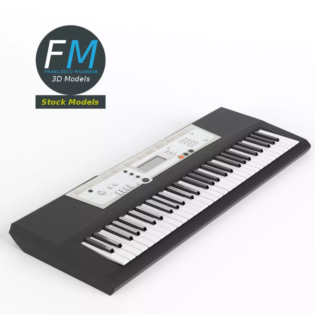 Electronic piano keyboard 3D model_0