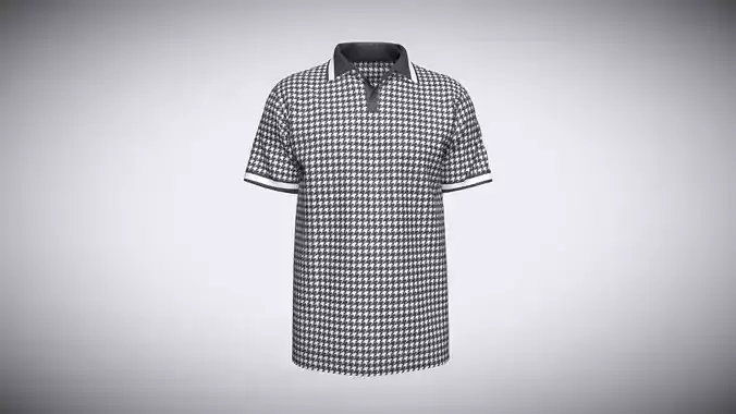 OPEN COLLAR POLO SHIRT In Low Poly