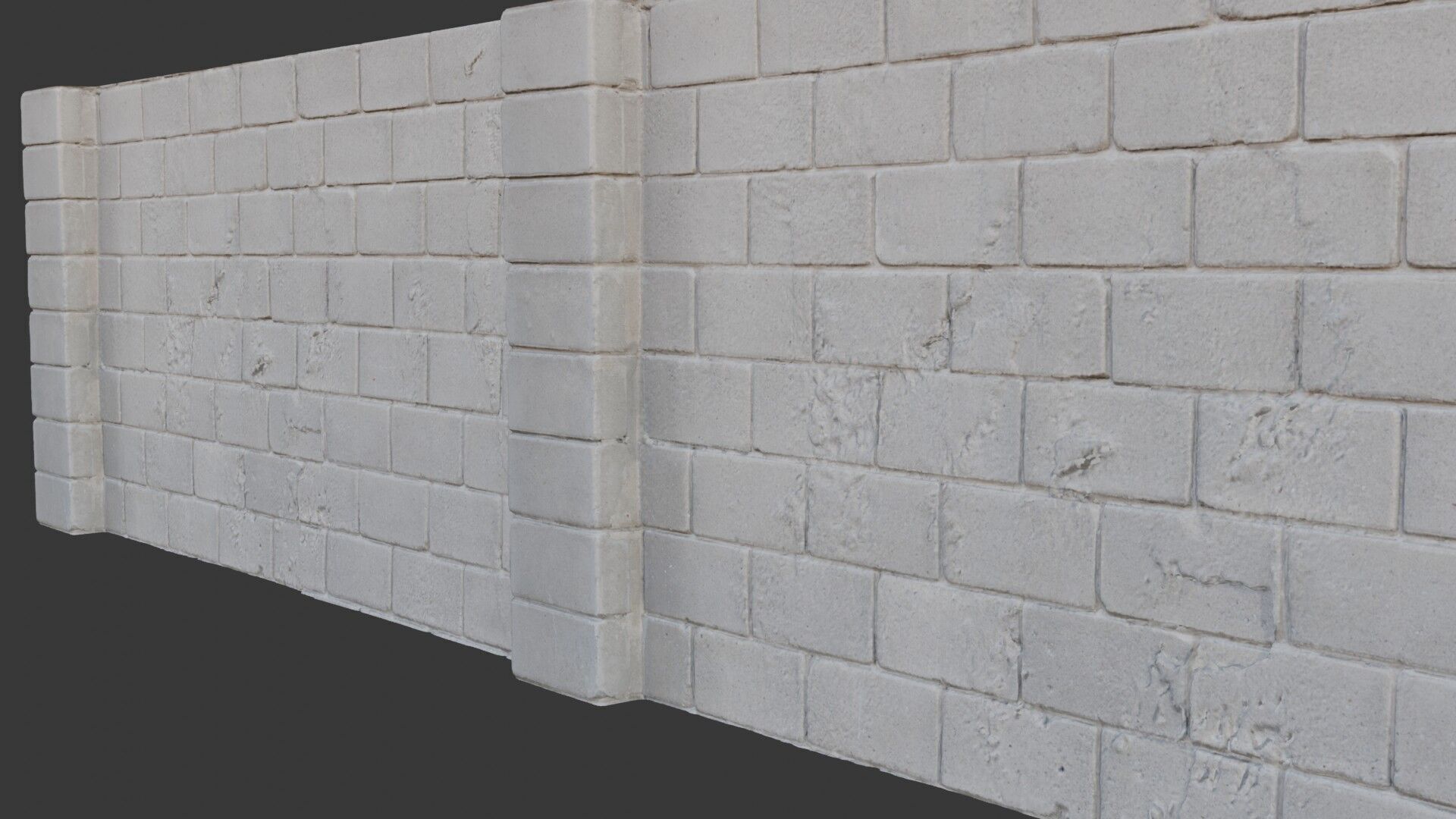 White Brick Wall Scan Low-poly 3D model_5