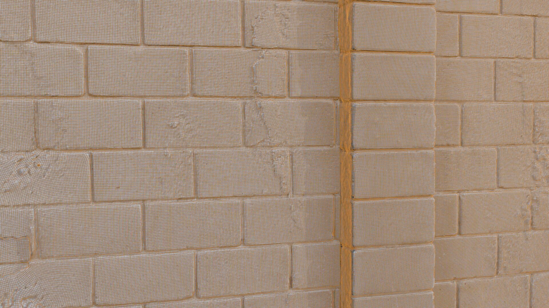 White Brick Wall Scan Low-poly 3D model_2