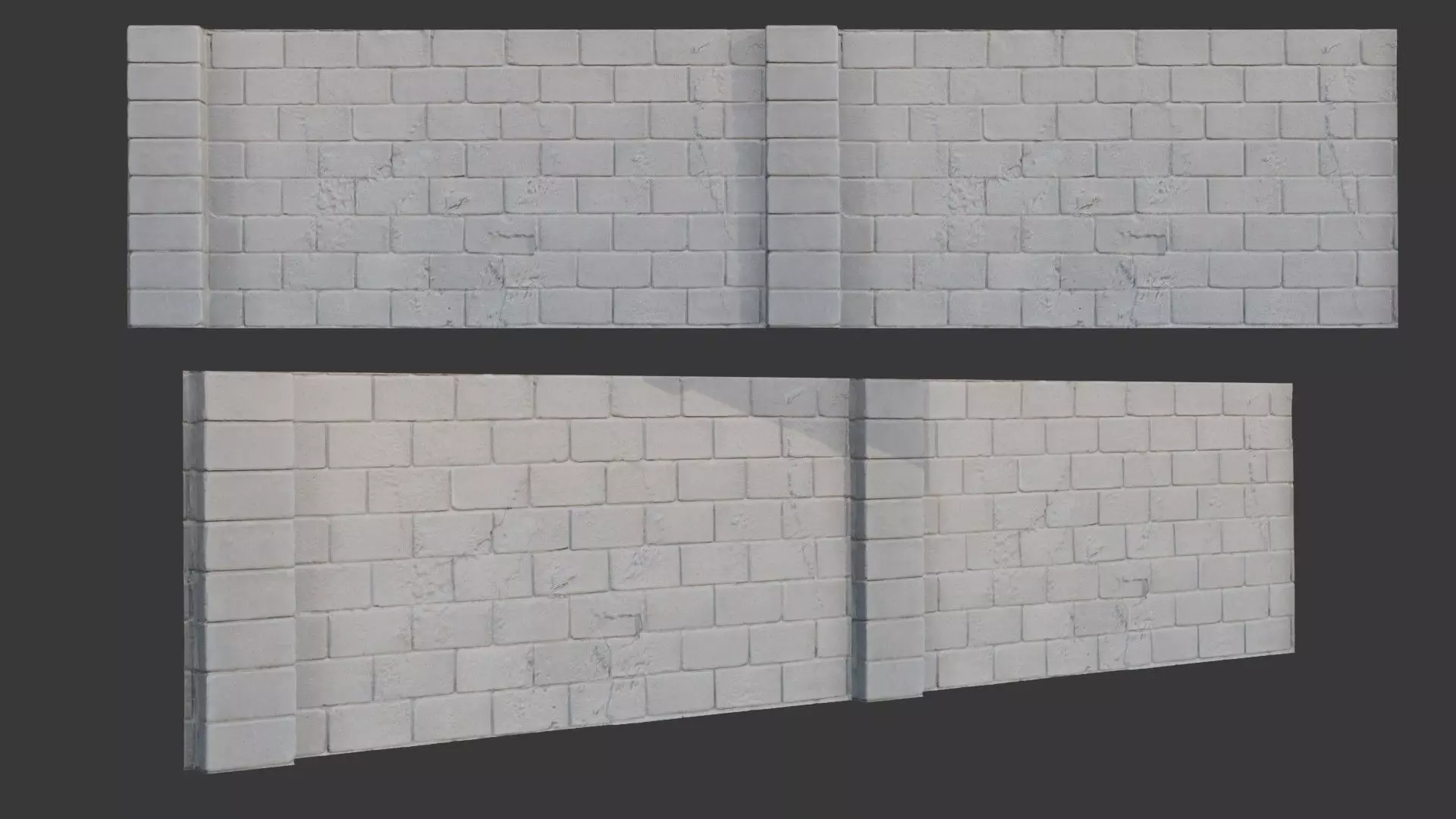 White Brick Wall Scan Low-poly 3D model_0