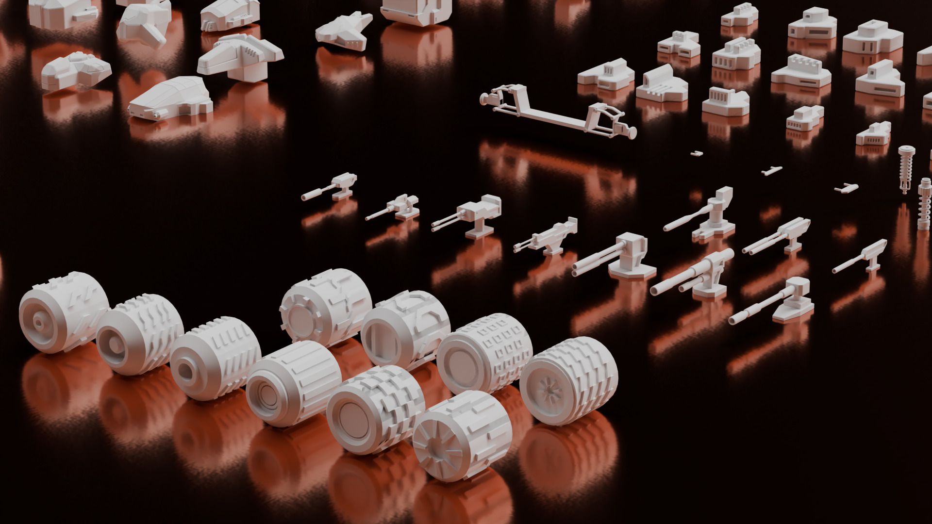 114 Mesh Sci Fi Vehicle Kitbash Set II 3D model_3