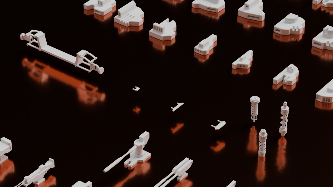 114 Mesh Sci Fi Vehicle Kitbash Set II 3D model_1