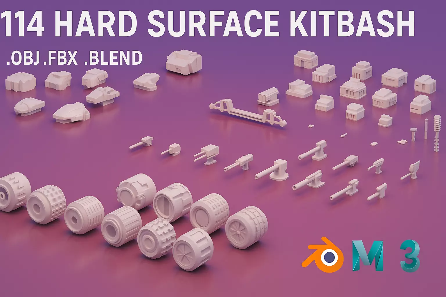 114 Mesh Sci Fi Vehicle Kitbash Set II 3D model_0