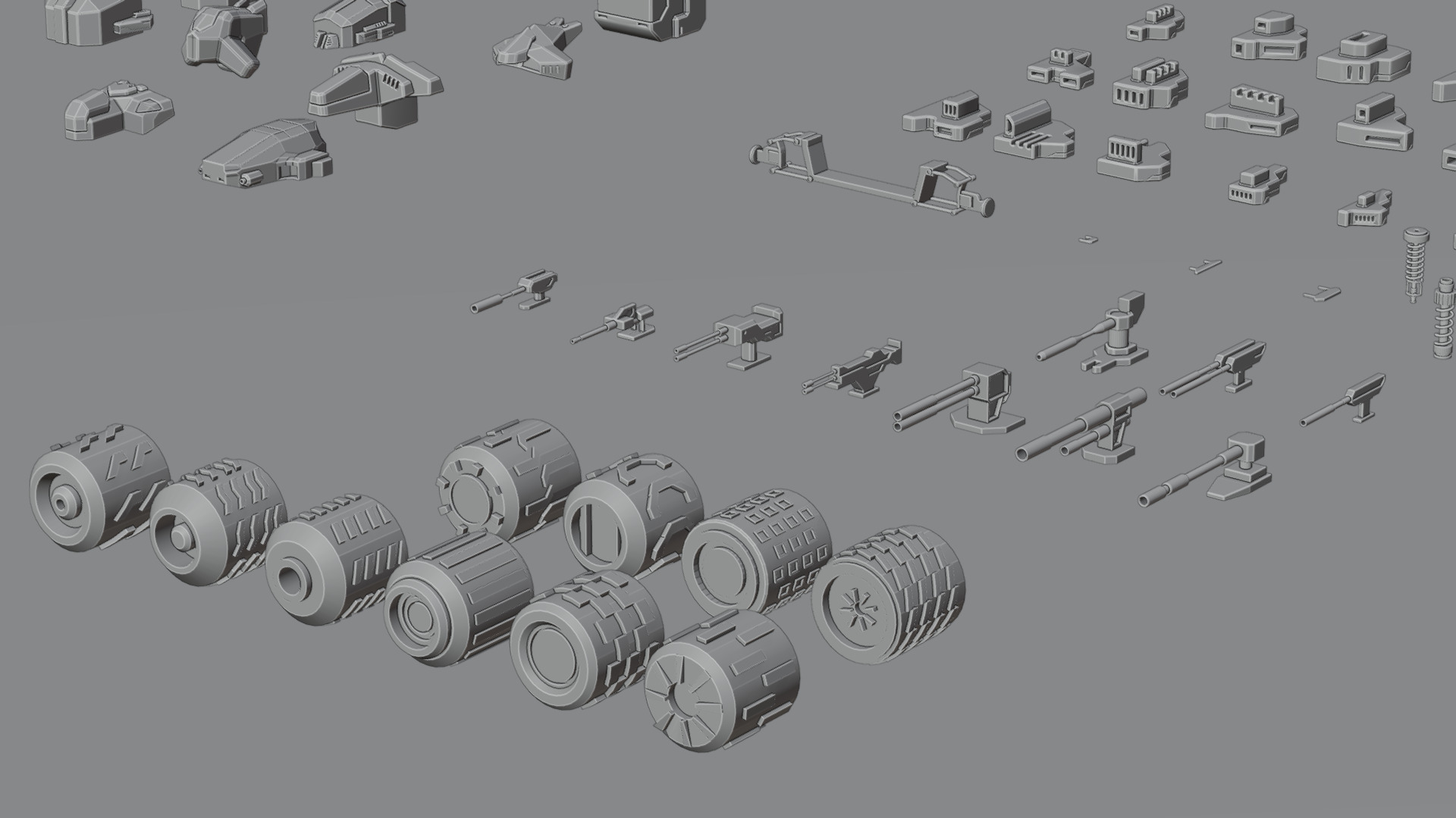 114 Mesh Sci Fi Vehicle Kitbash Set II 3D model_8