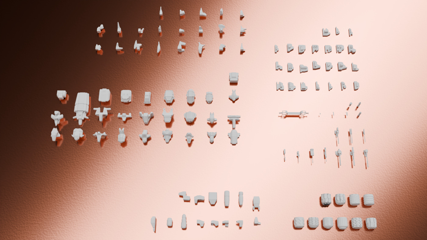 114 Mesh Sci Fi Vehicle Kitbash Set II 3D model_7