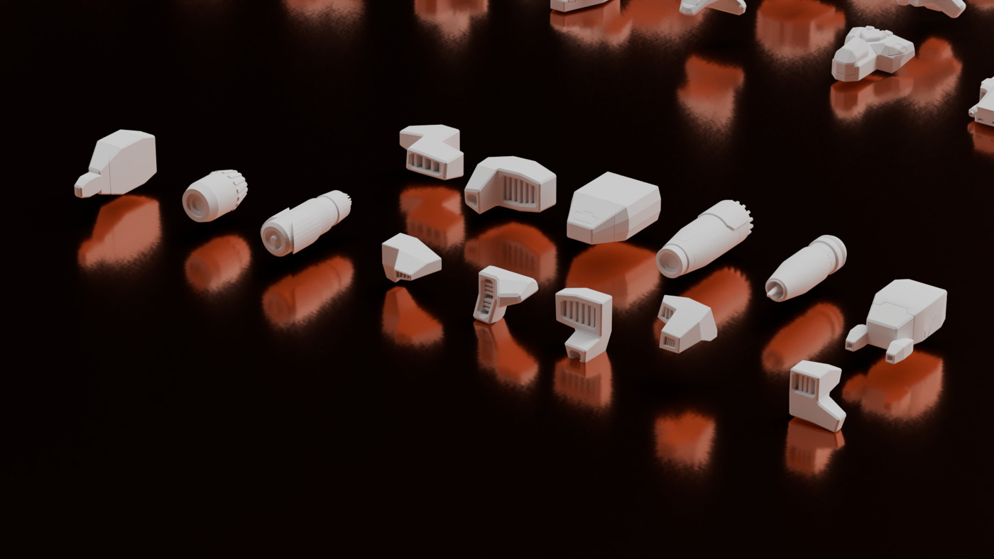 114 Mesh Sci Fi Vehicle Kitbash Set II 3D model_6