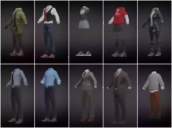 10 clothing styles for men and women Stylised lowpoly