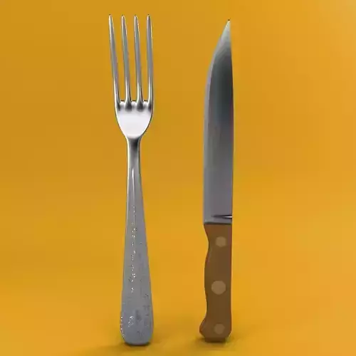 Fork and Wood Handle Knife 001 - Studio Setup