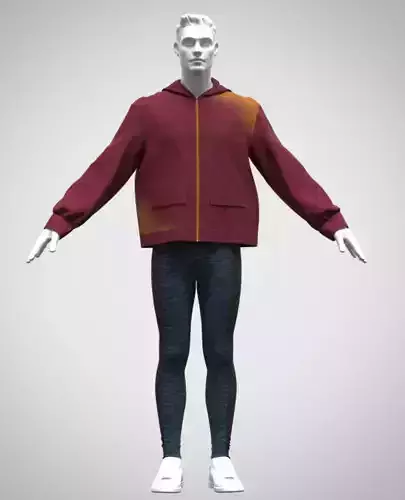 Mens oversized hoodie rigged model  Low-poly 3D model