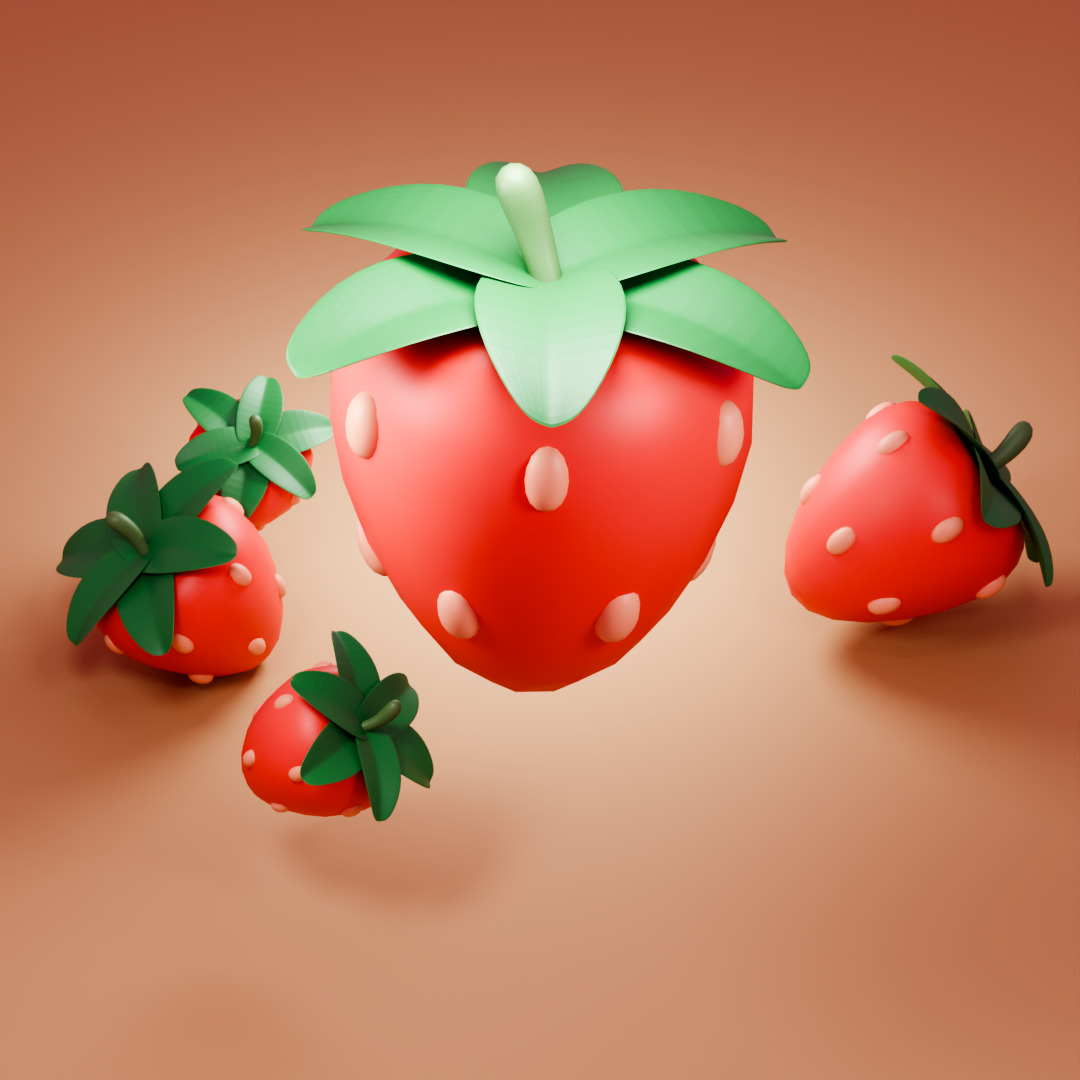 Stylized Strawberry 3D model 3D model_2