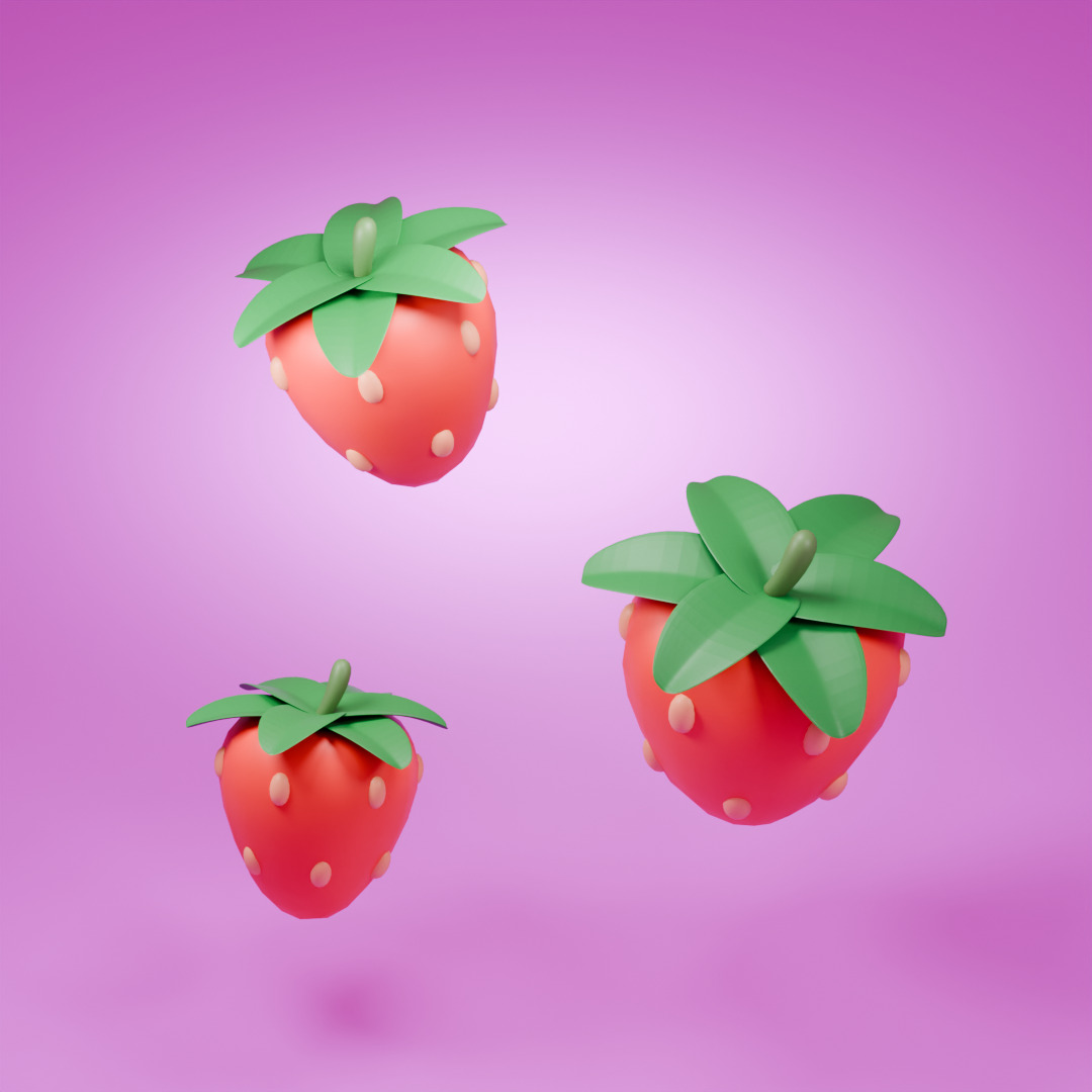 Stylized Strawberry 3D model 3D model_1