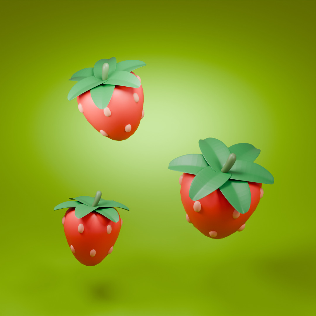 Stylized Strawberry 3D model 3D model_7