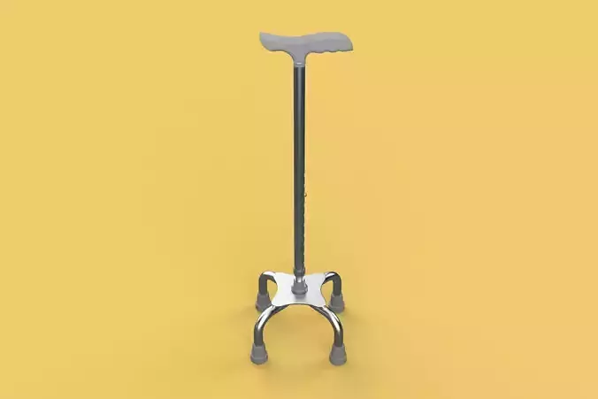 QUADRIPOD WALKING AID ELDERLY STICK CANE POLE QUAD FOOT 4 LEG 3D model