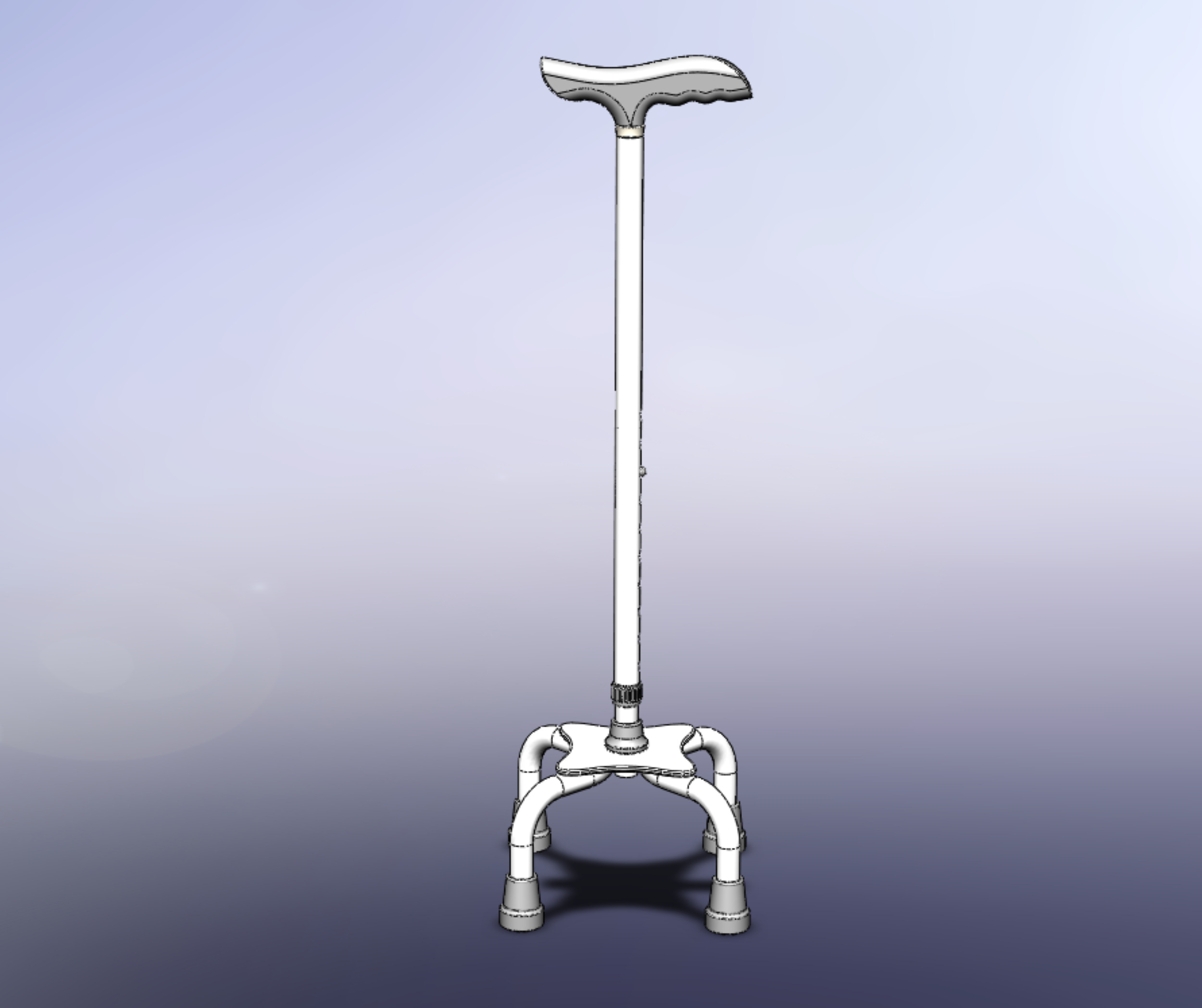 QUADRIPOD WALKING AID ELDERLY STICK CANE POLE QUAD FOOT 4 LEG 3D model_35