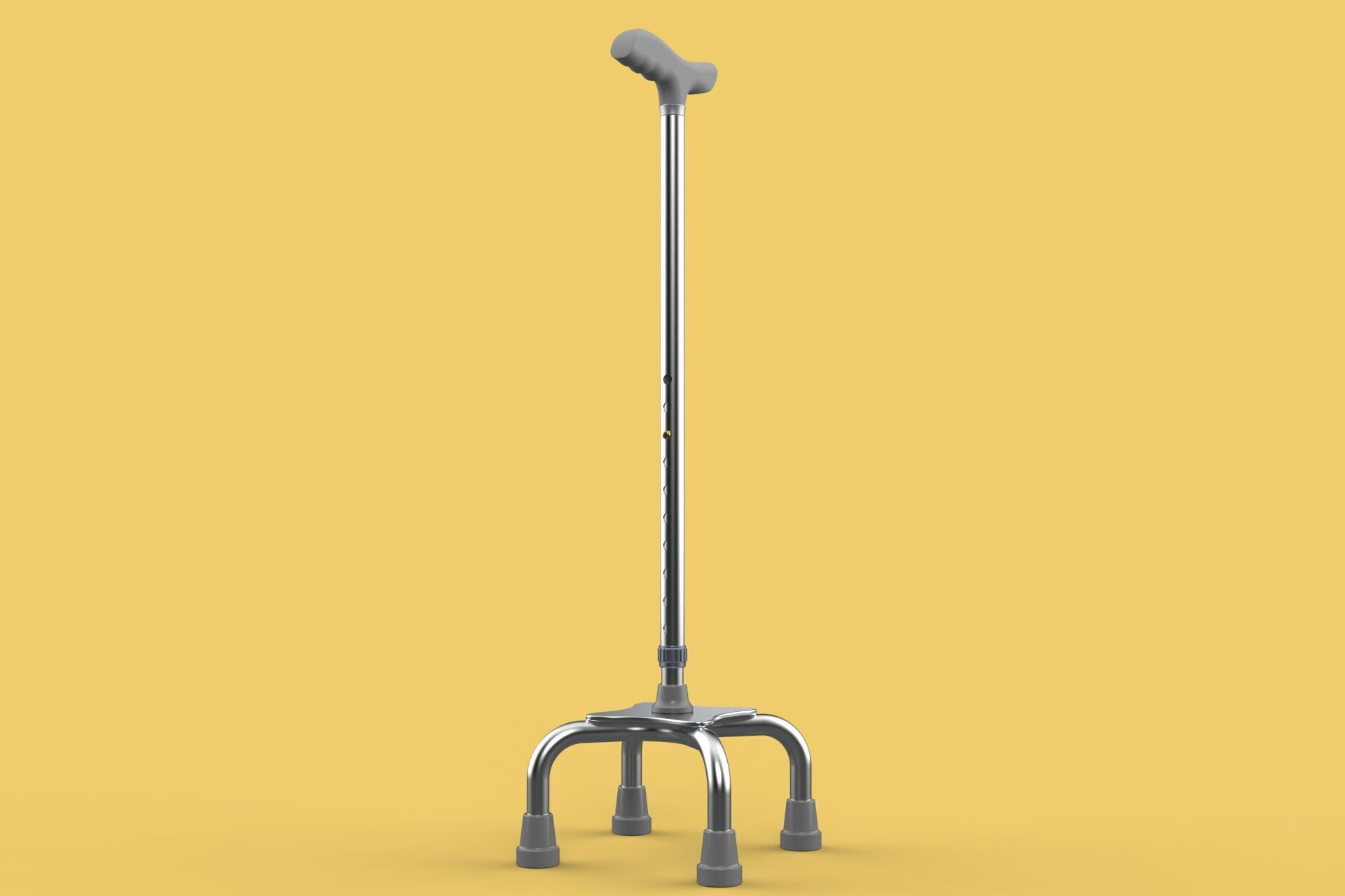 QUADRIPOD WALKING AID ELDERLY STICK CANE POLE QUAD FOOT 4 LEG 3D model_3