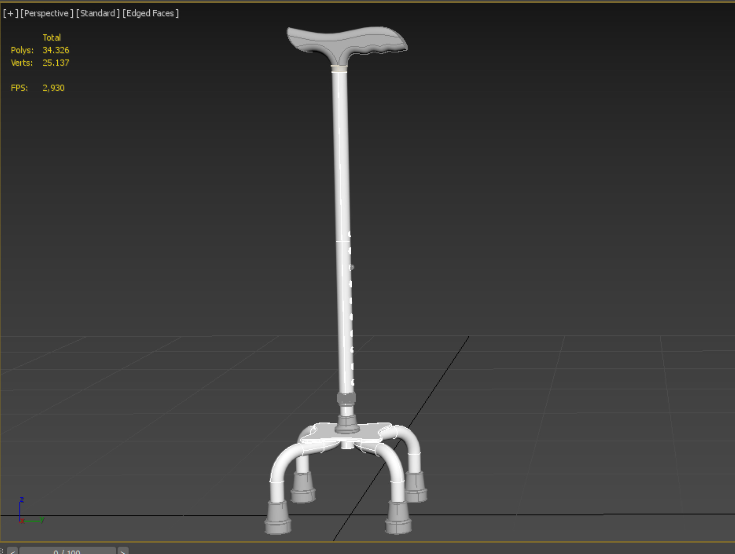 QUADRIPOD WALKING AID ELDERLY STICK CANE POLE QUAD FOOT 4 LEG 3D model_37