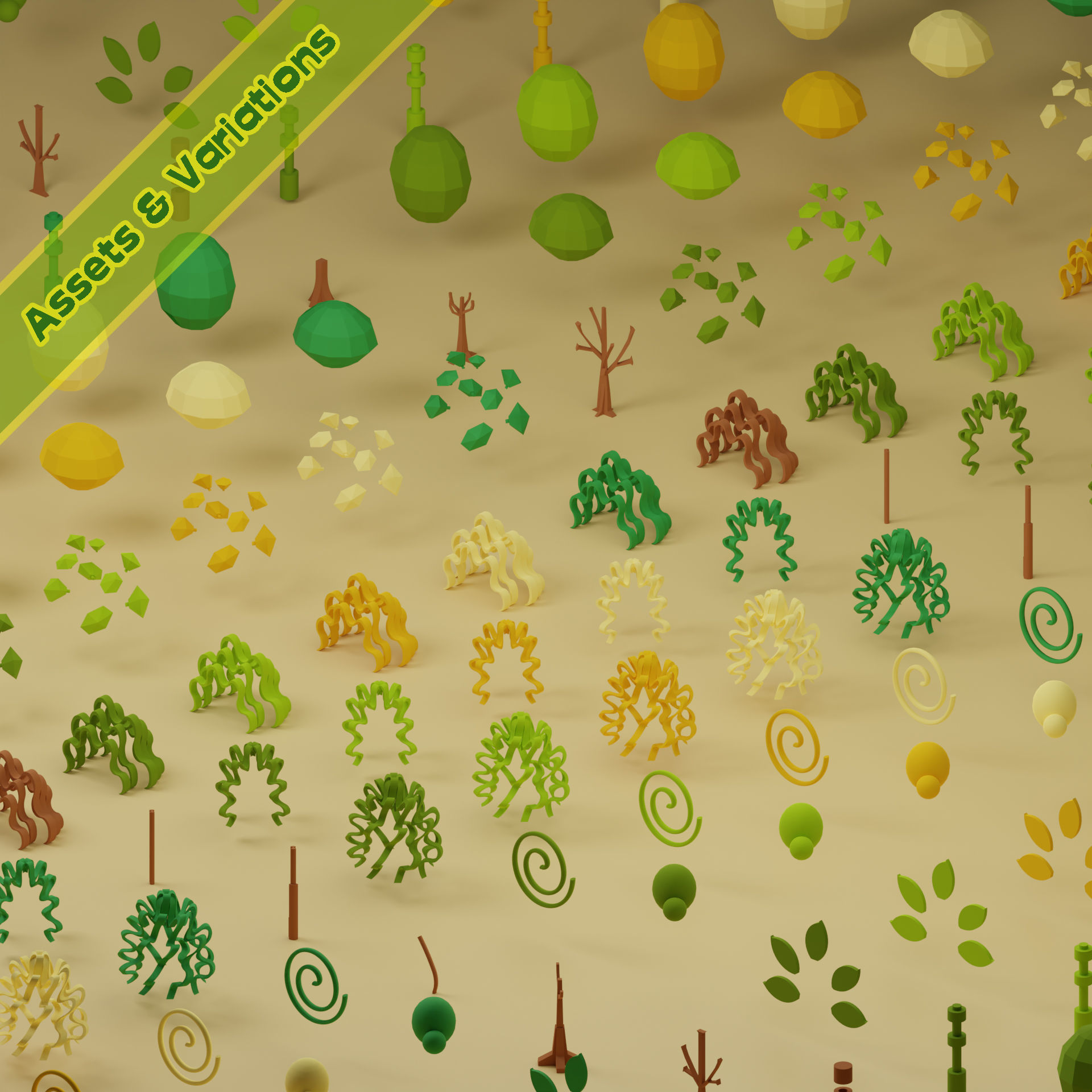 lowpoly trees  - 100 Unique  trees pack 9-12 3D Model Collection_8