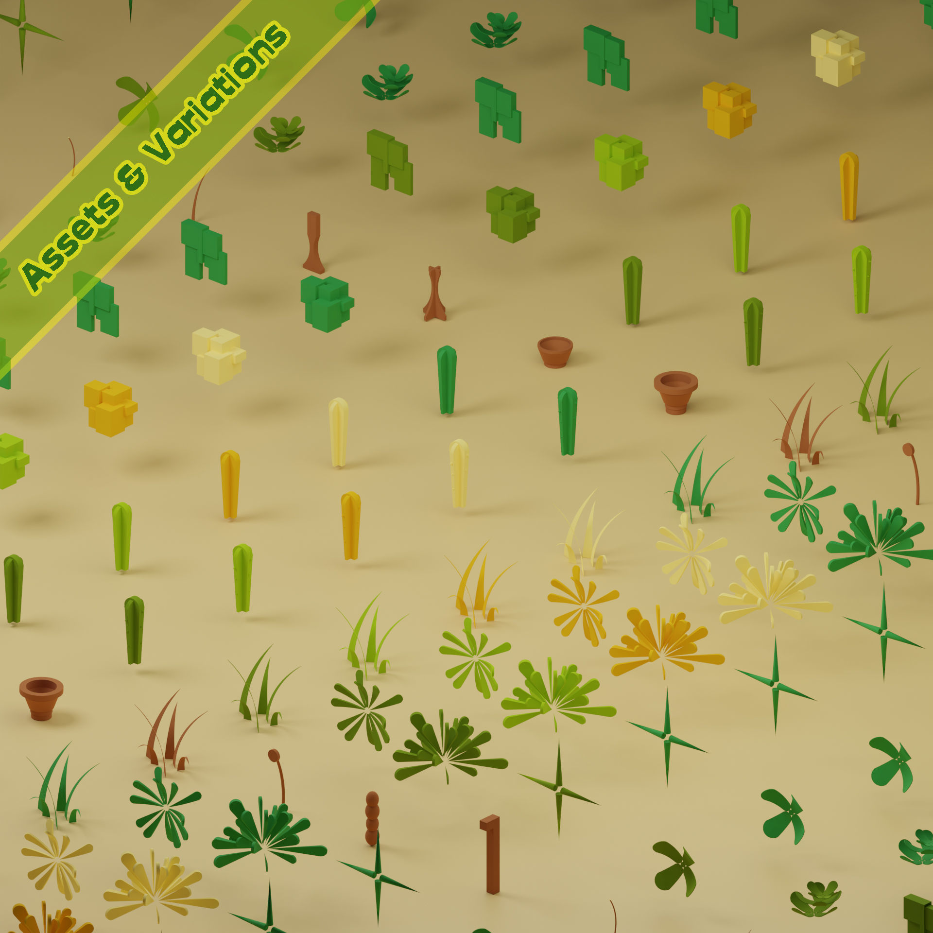 lowpoly trees  - 100 Unique  trees pack 9-12 3D Model Collection_9