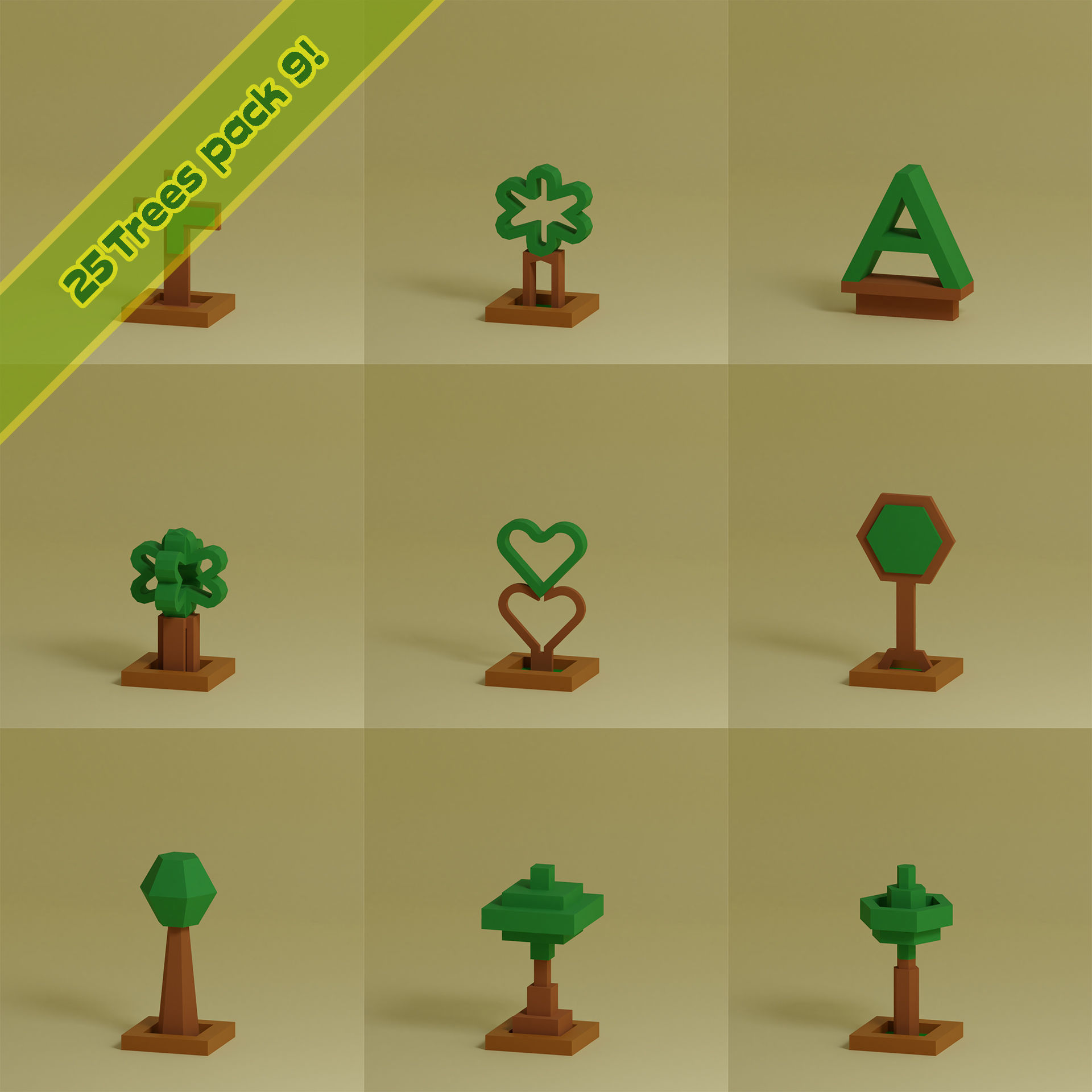lowpoly trees  - 100 Unique  trees pack 9-12 3D Model Collection_23