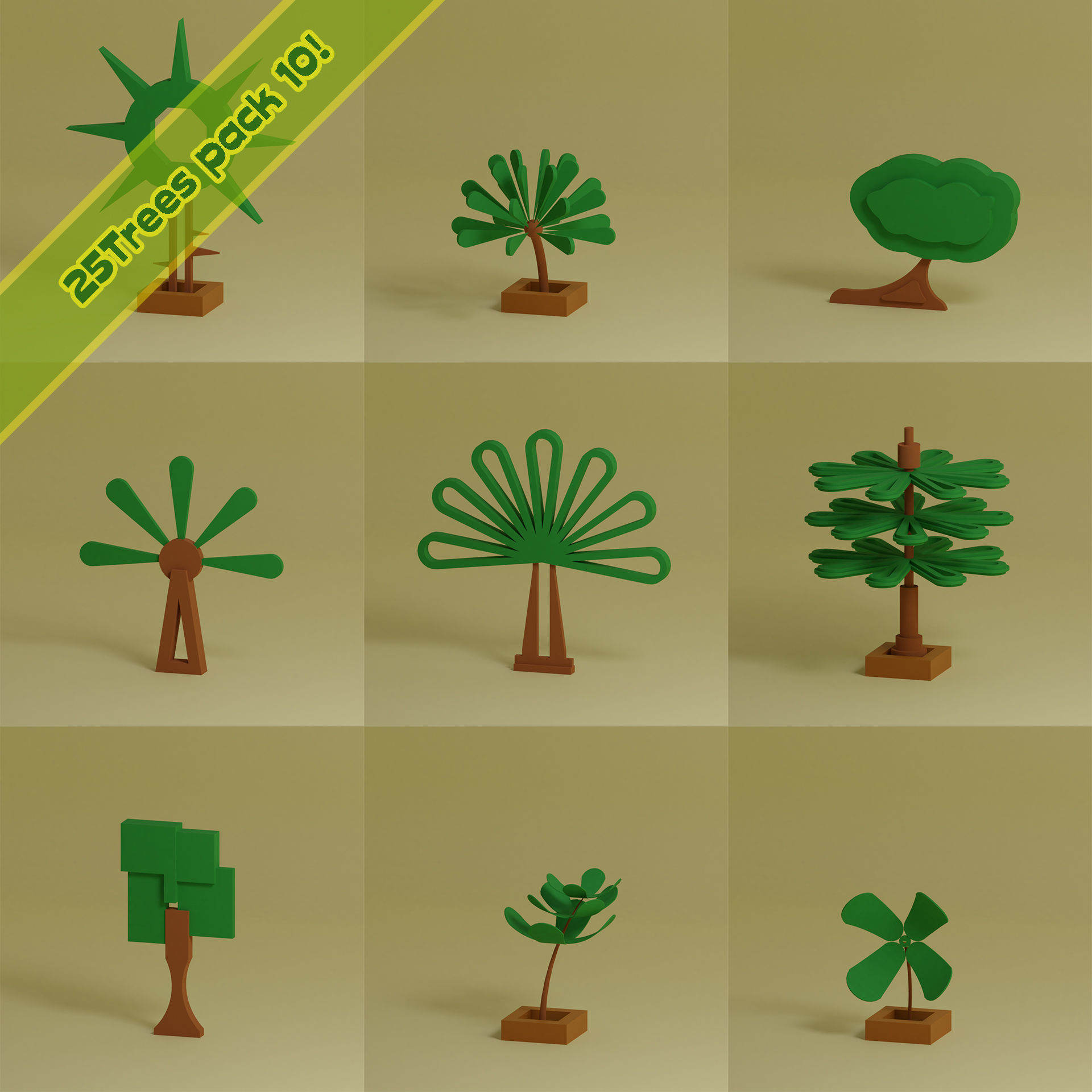 lowpoly trees  - 100 Unique  trees pack 9-12 3D Model Collection_16
