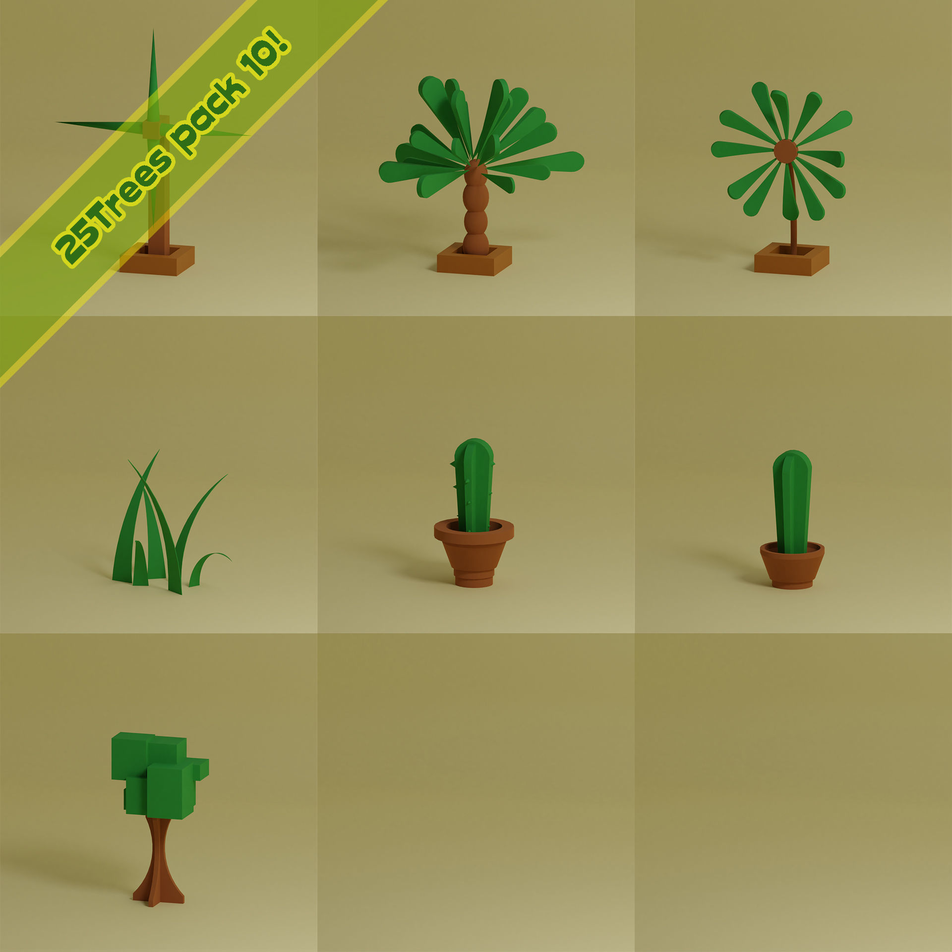 lowpoly trees  - 100 Unique  trees pack 9-12 3D Model Collection_17