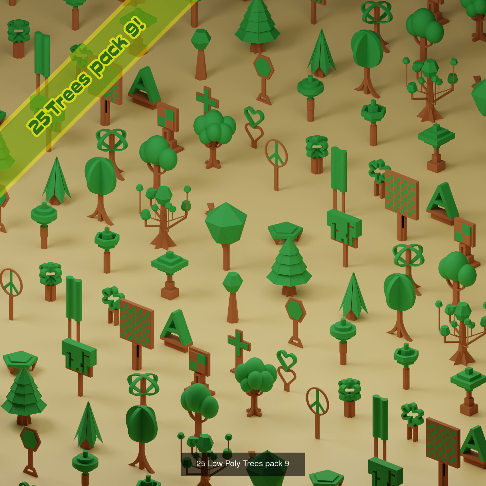 lowpoly trees  - 100 Unique  trees pack 9-12 3D Model Collection_1