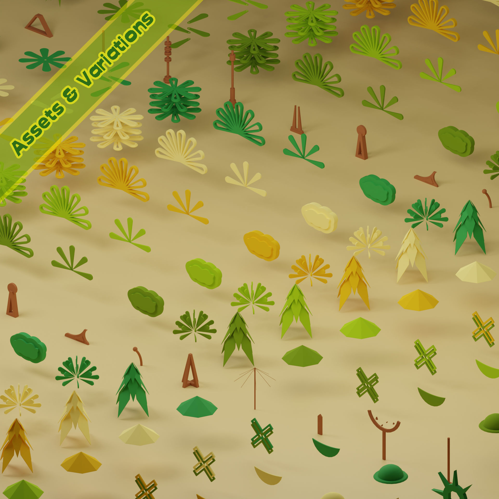 lowpoly trees  - 100 Unique  trees pack 9-12 3D Model Collection_20