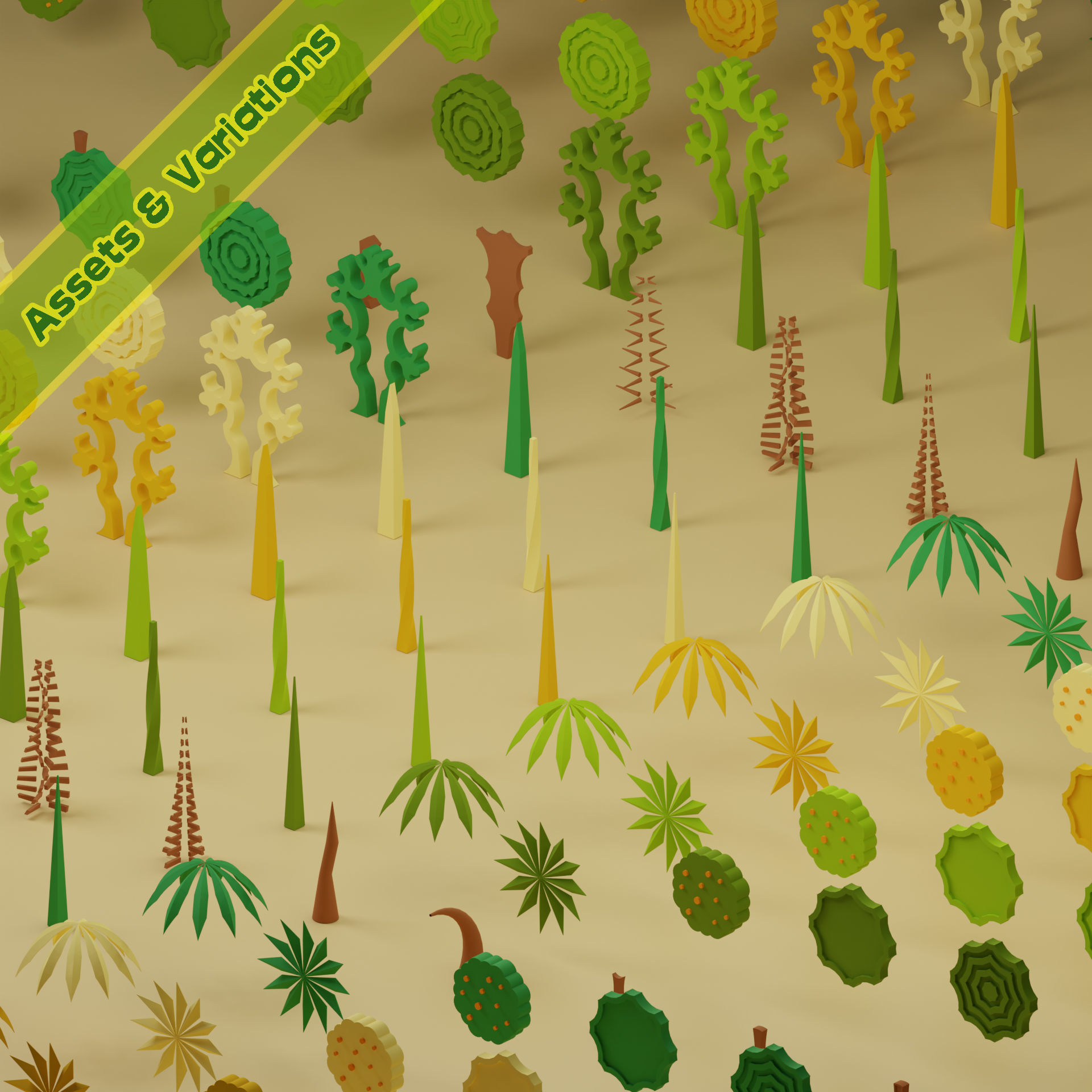 lowpoly trees  - 100 Unique  trees pack 9-12 3D Model Collection_6