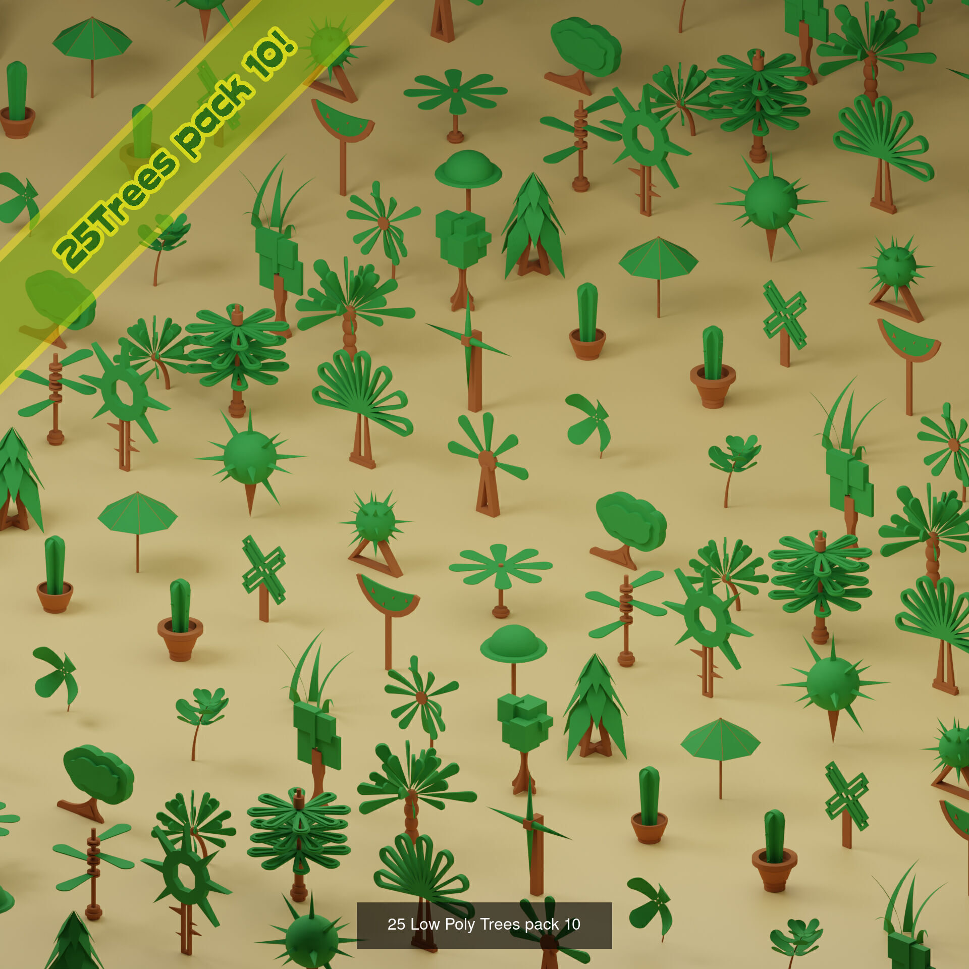 lowpoly trees  - 100 Unique  trees pack 9-12 3D Model Collection_2