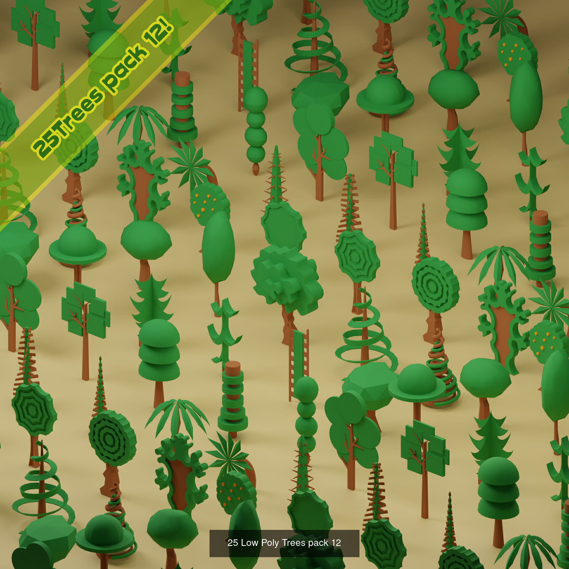 lowpoly trees  - 100 Unique  trees pack 9-12 3D Model Collection_4