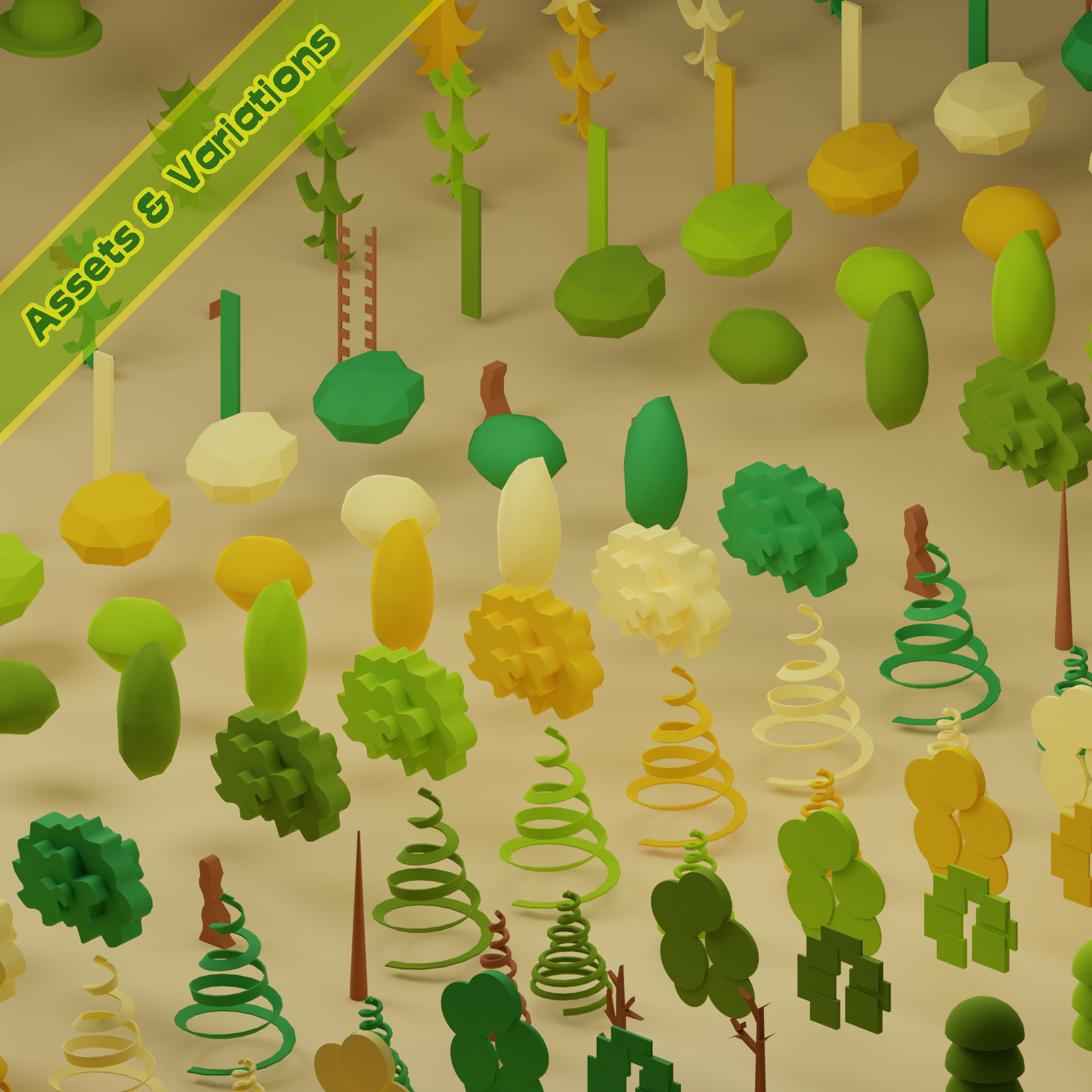 lowpoly trees  - 100 Unique  trees pack 9-12 3D Model Collection_5