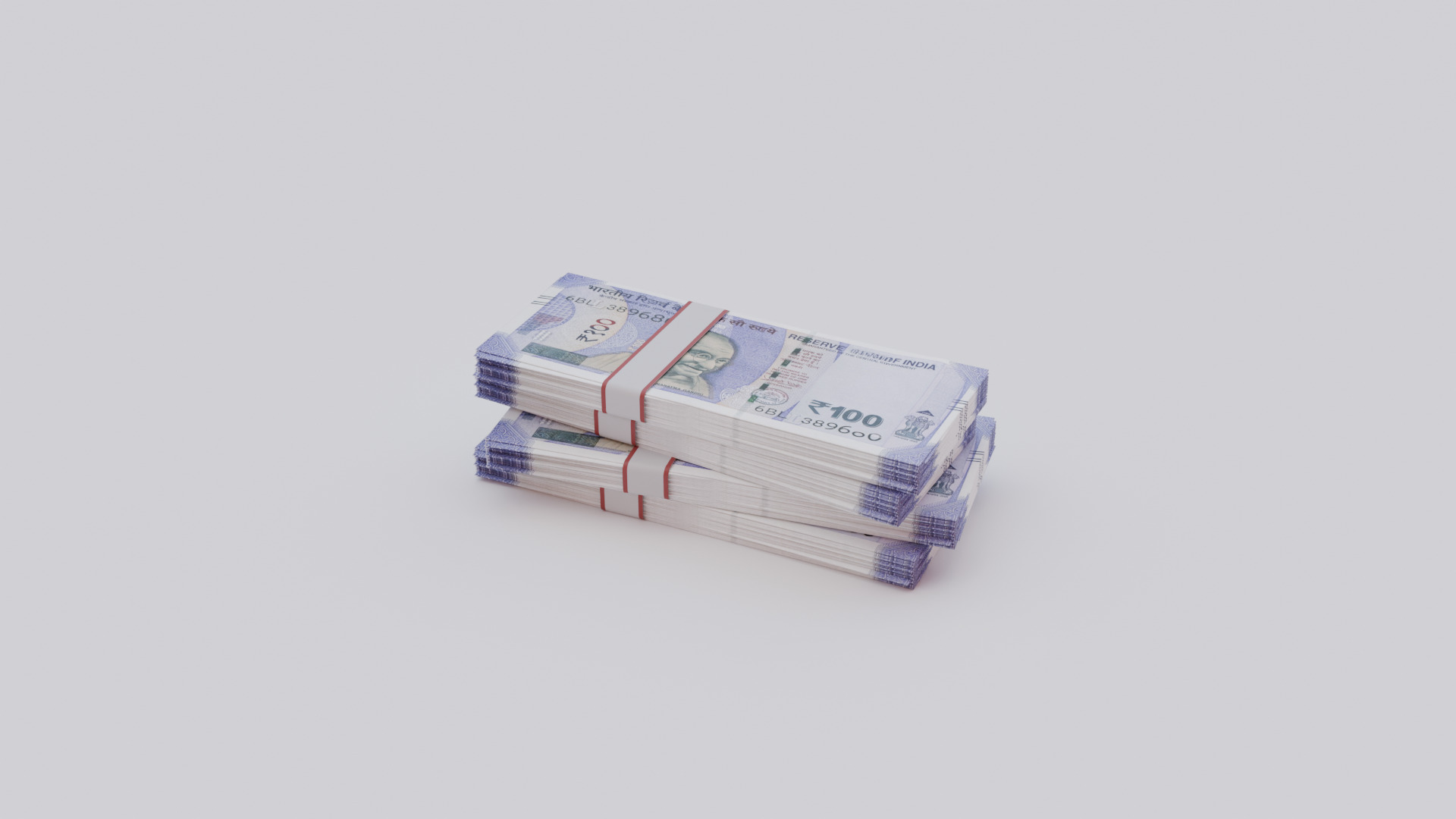 100 Indian Rupee INR Currency Low-poly 3D model_1