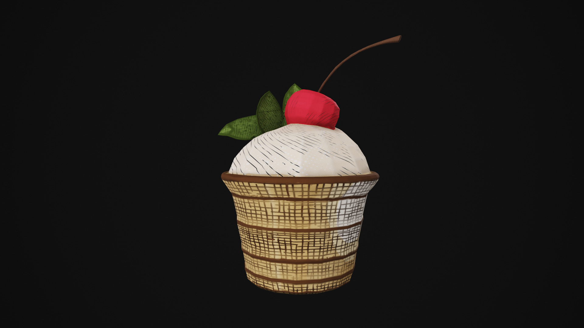 Stylized Cherry Ice Cream 3D model_3