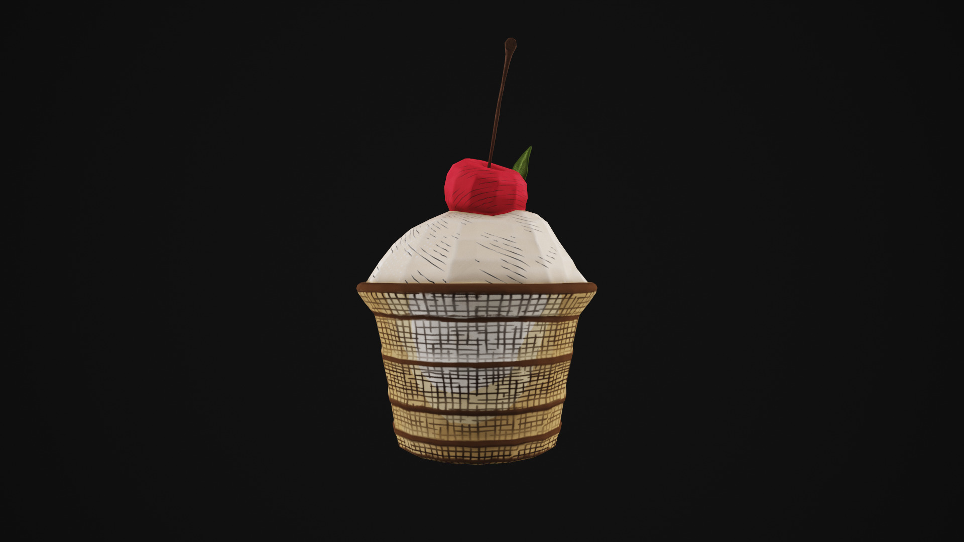 Stylized Cherry Ice Cream 3D model_4