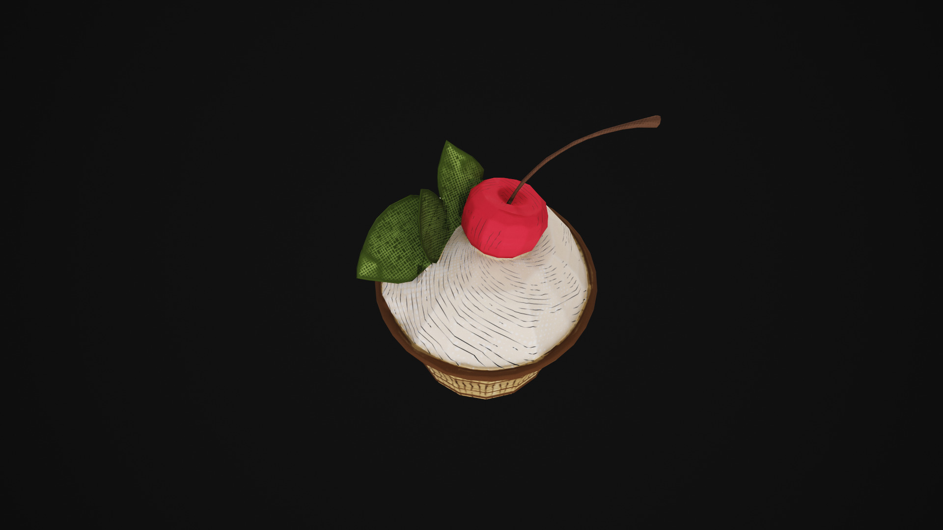 Stylized Cherry Ice Cream 3D model_5