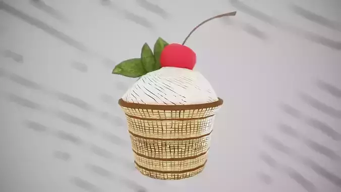 Stylized Cherry Ice Cream 3D model