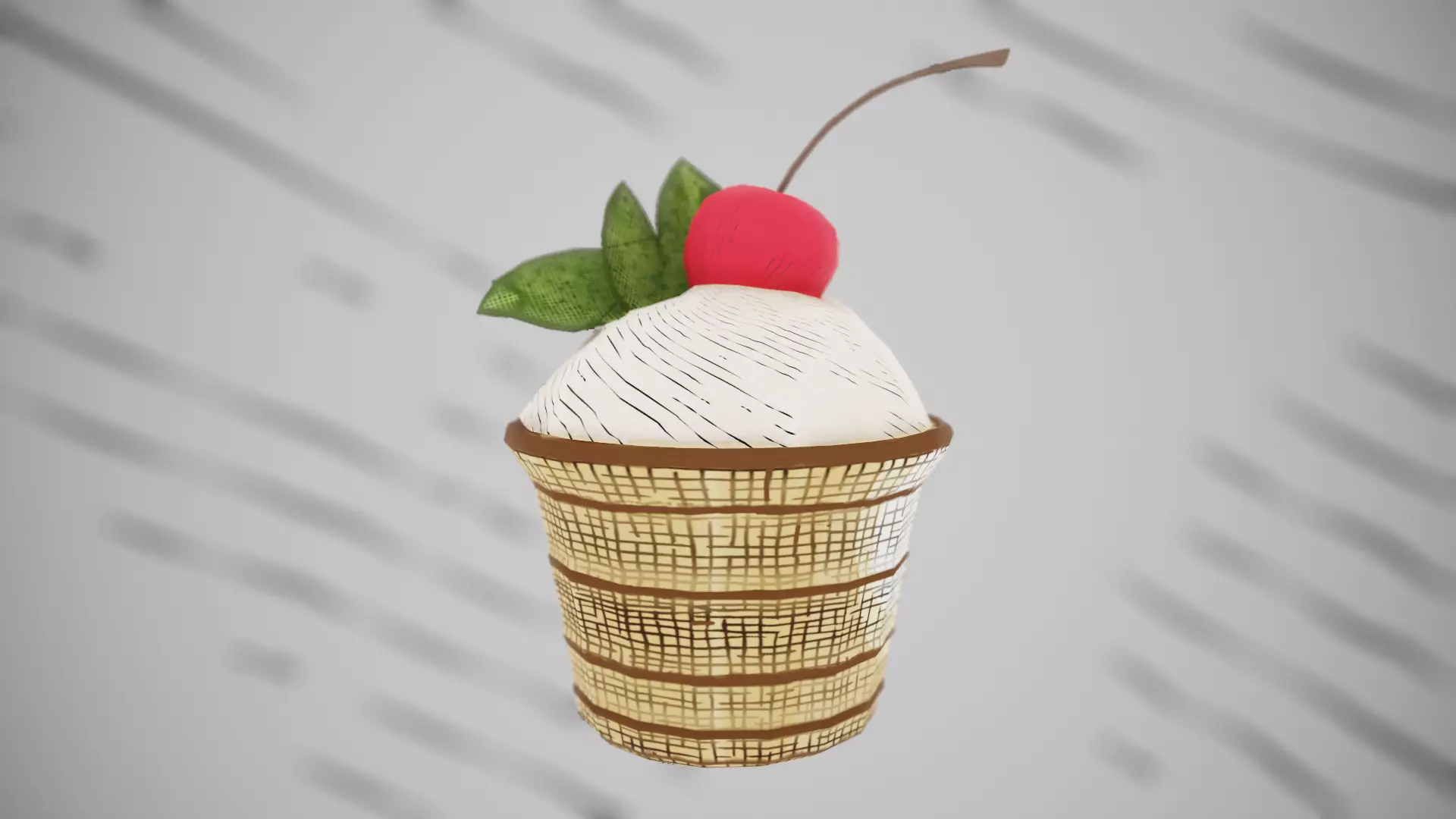 Stylized Cherry Ice Cream 3D model_0