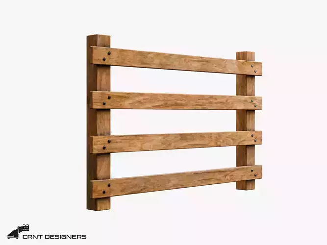 Wooden Fence Low Poly 3D Model Low-poly 3D model