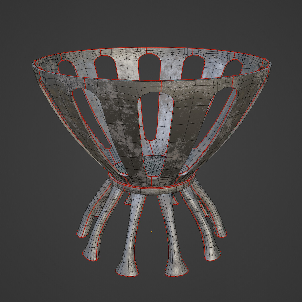Medieval Fire Brazier 05 Low-poly 3D model_7