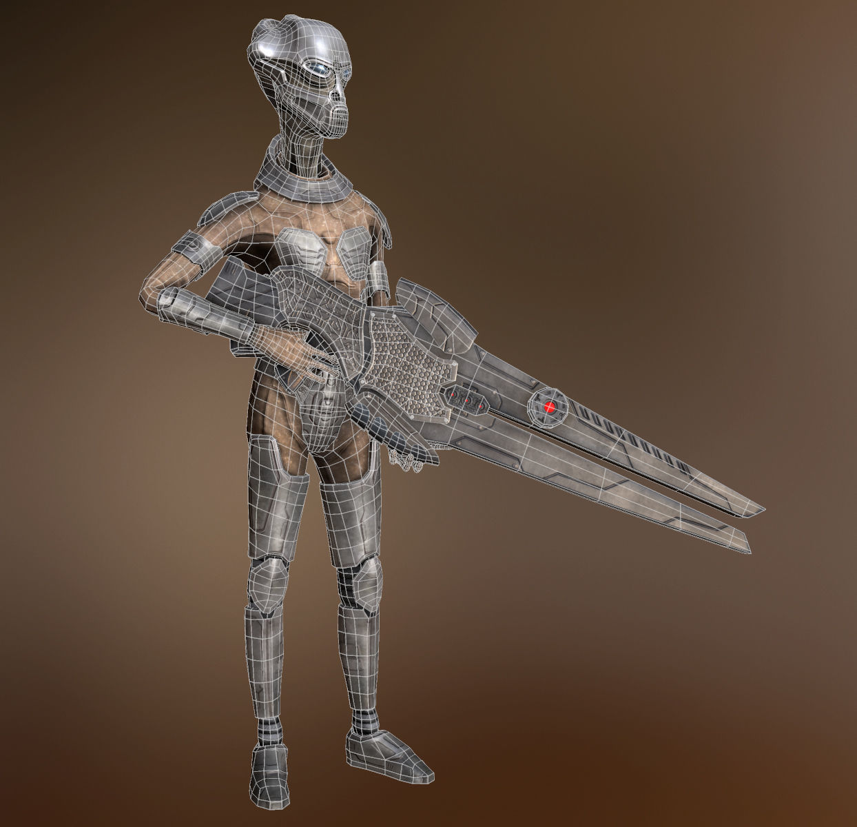 Customizable Low Poly Alien Soldier Low-poly 3D model_3