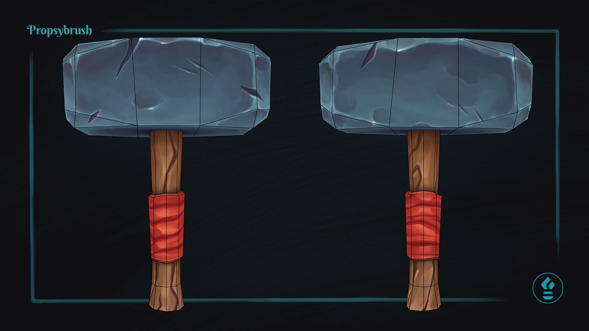Stylized Hammer Prop - Game-Ready Hand-Painted Asset - Low-poly 3D model_4