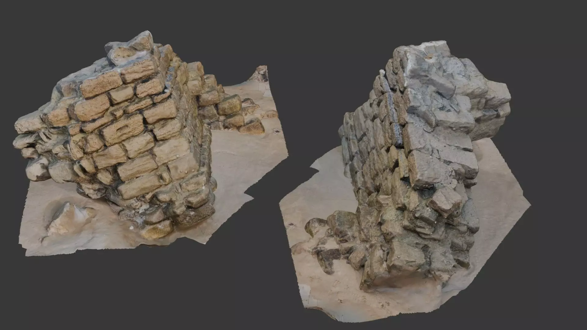 Ancient Stone Wall Ruins - 3D Scan Low-poly 3D model_0