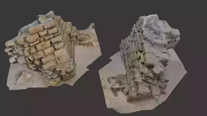 Ancient Stone Wall Ruins - 3D Scan